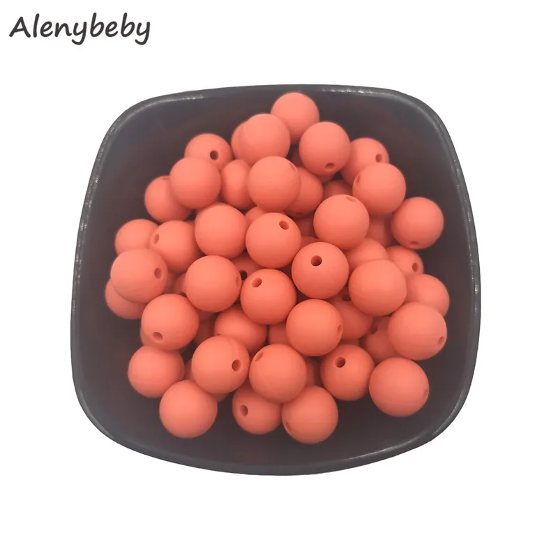 Fusion Coral 100pc силиконовый для детей для прорезывания зубов бусины 15 мм безопасный пищевой Клас Уход жевательные круглые Без БФА, силиконовый бисер зубное кольцо для ребенка ожерелье - Цвет: Fusion Coral