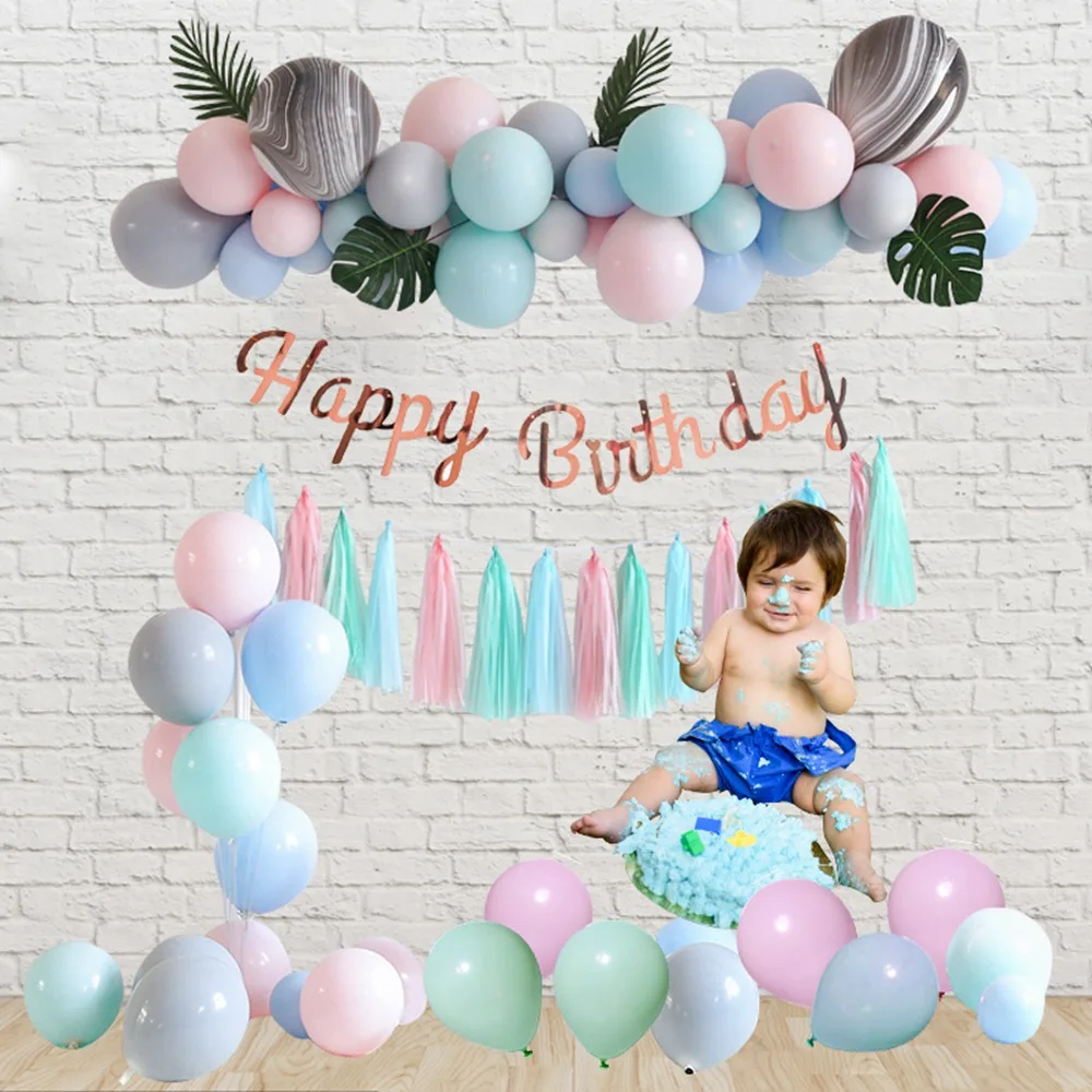 

82Pcs Latex Balloon Party Rich Decor Set Tools Garland Arch Kit With Birthday Banner Bunting Macaron For Birthday Wedding Party
