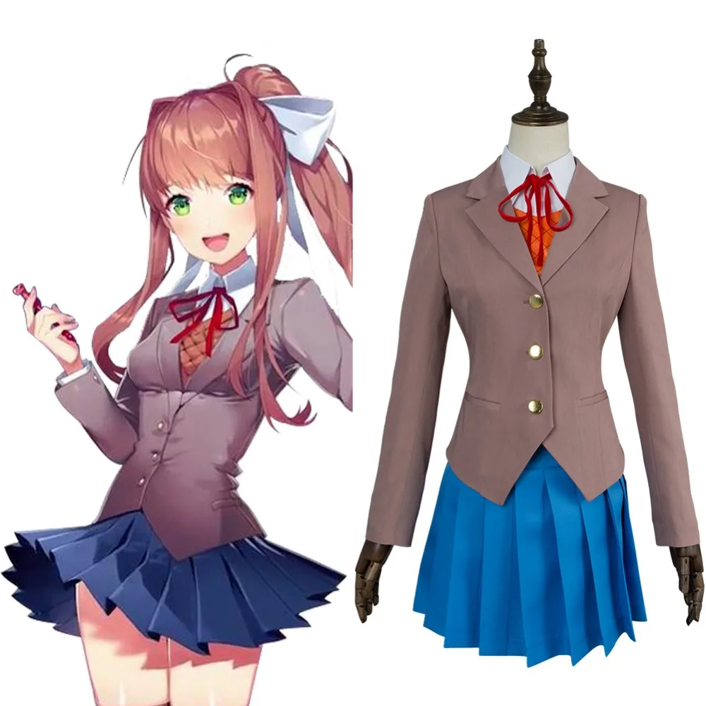 Doki Literature Club Cosplay Sayori Natsuki Yuri Monika школьная форма для взрослых девочек Косплей