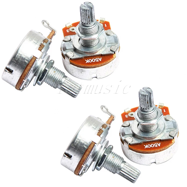 

4Pack Chrome 500K-ohm Volume Potentiometer A500K Guitar Pots Full Size