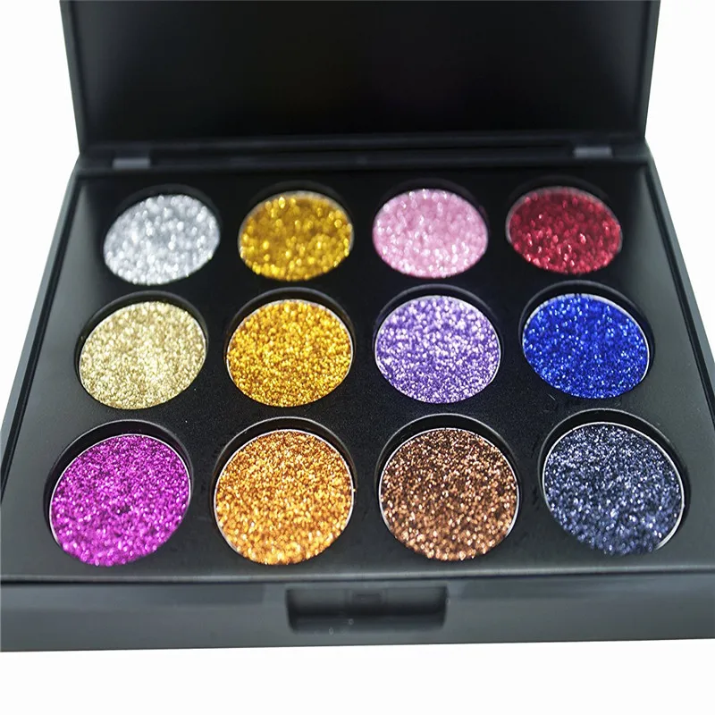 2 шик 12 Цвет нажатии блеск палитра теней Радуга алмаз глаз Shdow макияж Shimmer Smokey Eyes