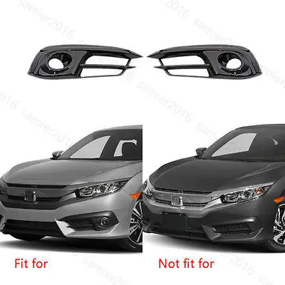 1 Pair Carbon Fiber Veins Fit For Honda Civic 16-17 Plastic Front Foglight Frame | Автомобили и мотоциклы