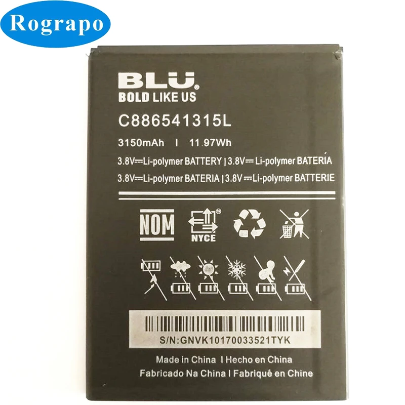Новый Сменный аккумулятор 3150 мАч для BLU VIVO XL V0030UU C886541315L Оригинальная батарея