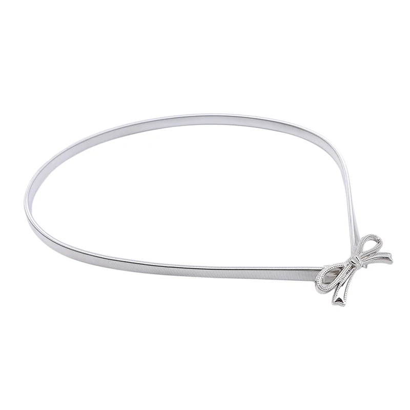 Модные женские декоративные часы с металлическим бантом и тонким поясом в форме