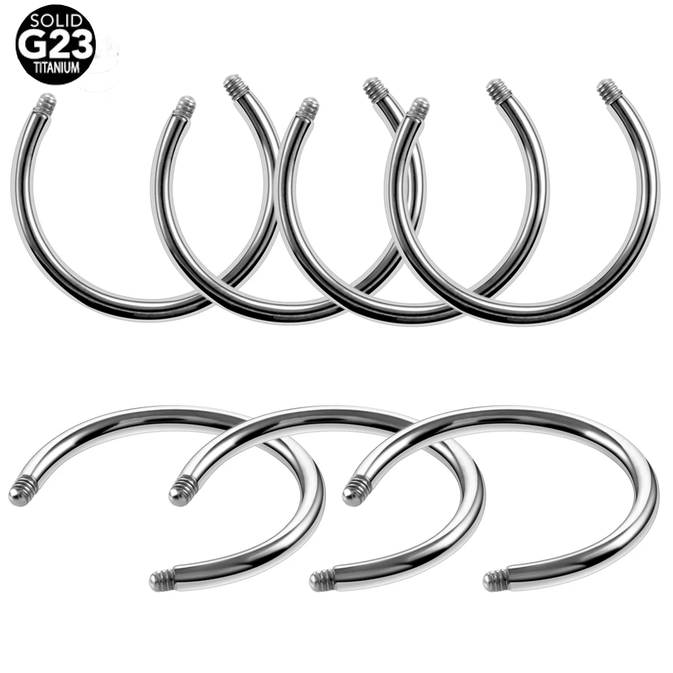 

14G/16G G23 Titanium Curcular Barbell Horseshoe Ring Bar Replacement Piercing Nariz Body Jewelry Accessories - Post Only No Ball
