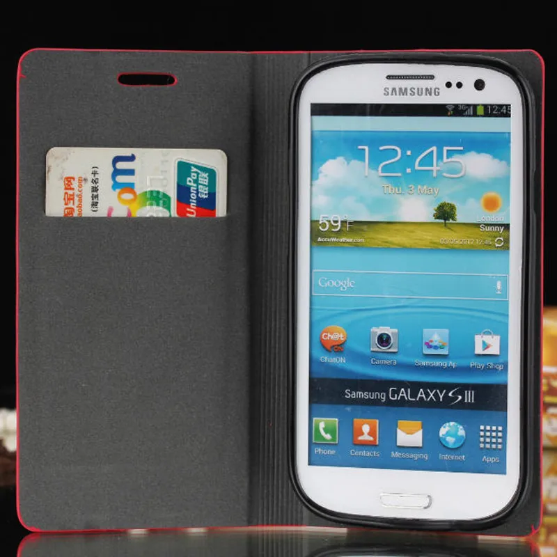 Роскошный чехол бумажник S3 Neo I9301 из искусственной кожи в лаконичном стиле для