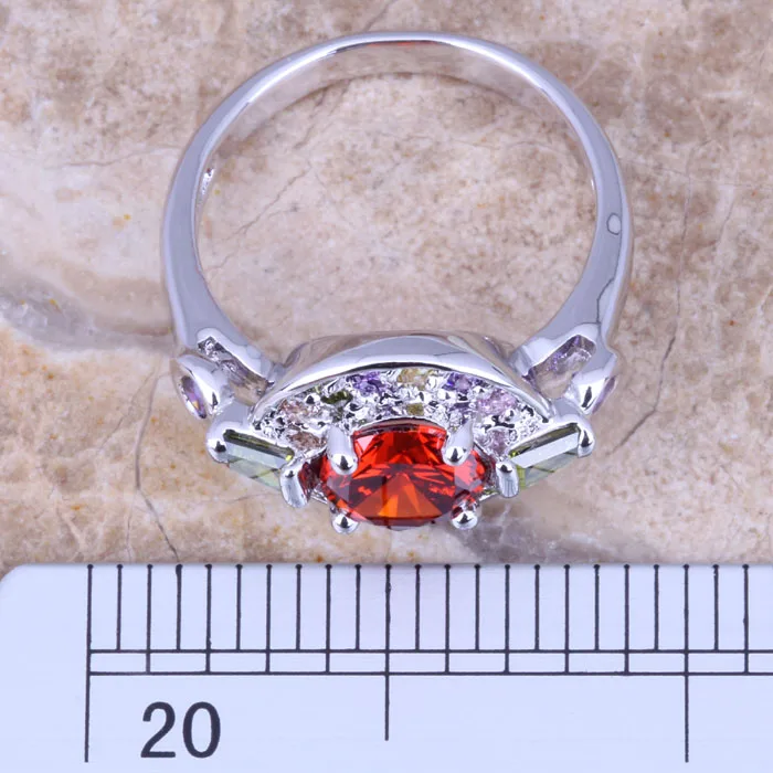 Выдающийся многоцветный красный гранатовый серебряное покрытие женское кольцо