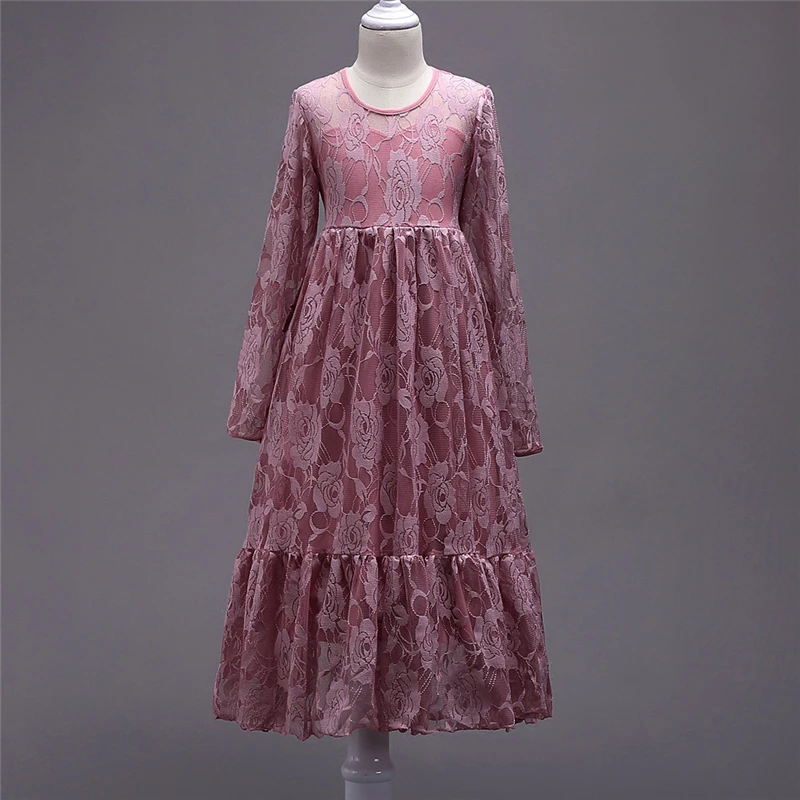 Teenage Girls Long Sleeve Lace Dress 2018 Kids Flowers Clothes Children Clothing Teenagers Young Dresses 4-16 Yrs | Детская одежда и