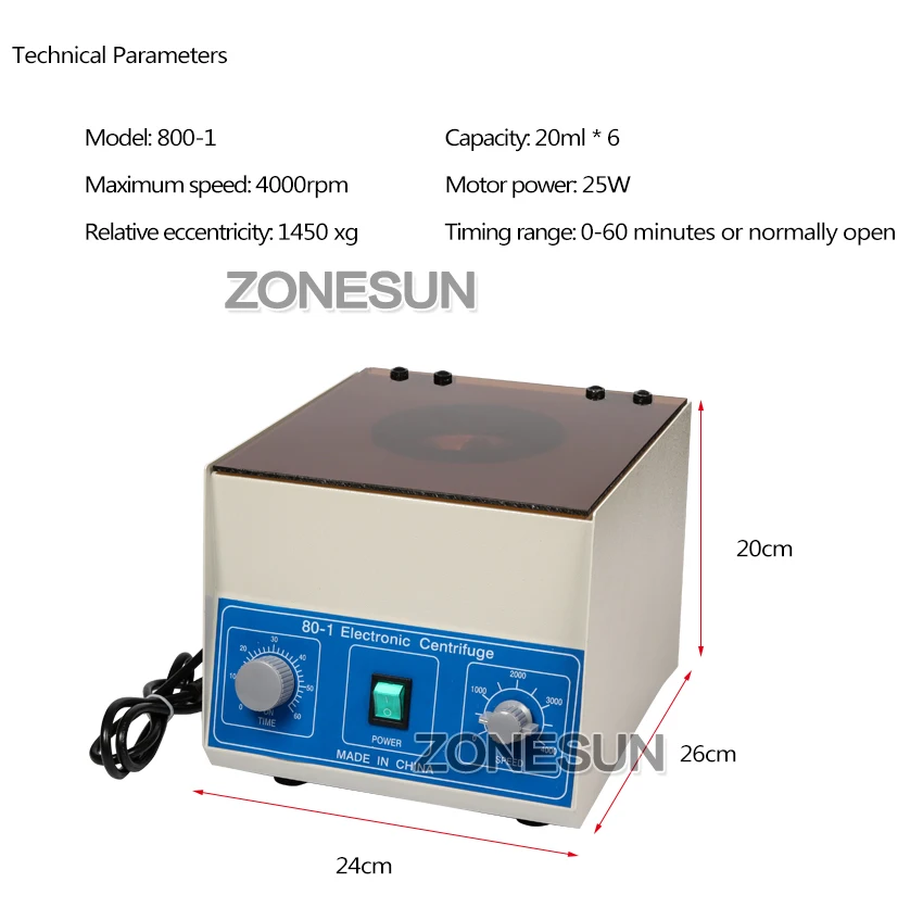 ZONESUN 80-1 лабораторные центрифуги лабораторные поставки медицинская практика 4000 об/мин 20 мл x 6 1795xg CE сертификат центрифуга laboratorio