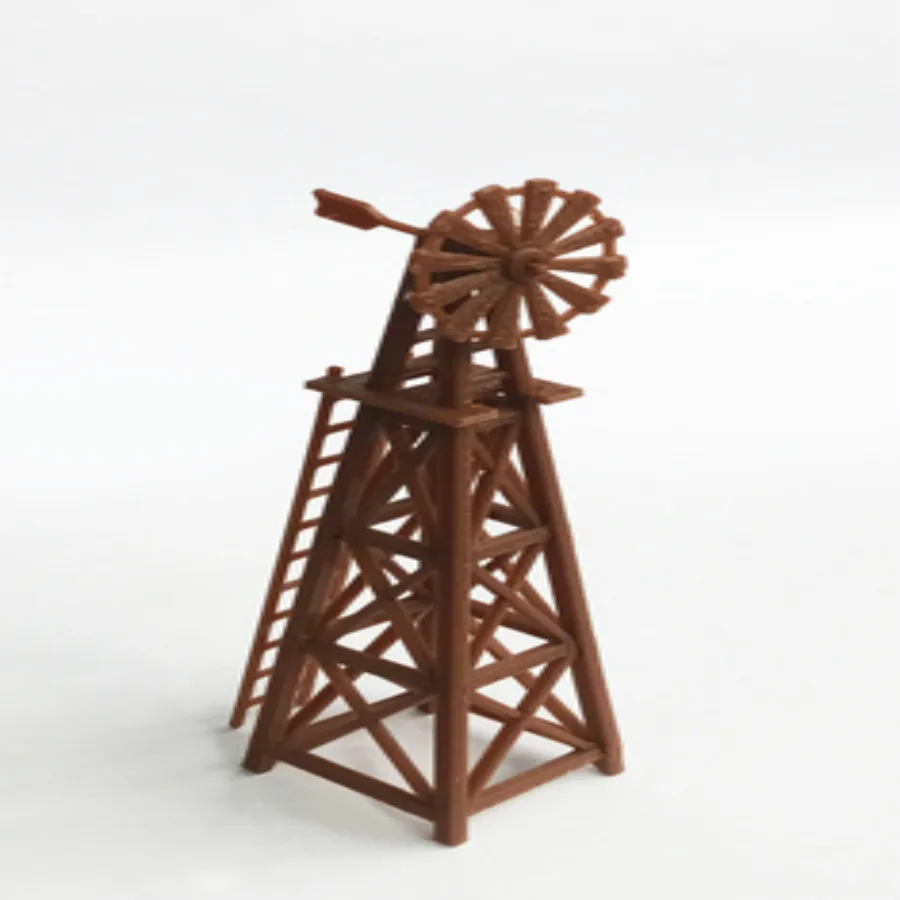 Train railway model scene HO ratio 1:87 country farm windmill tower |