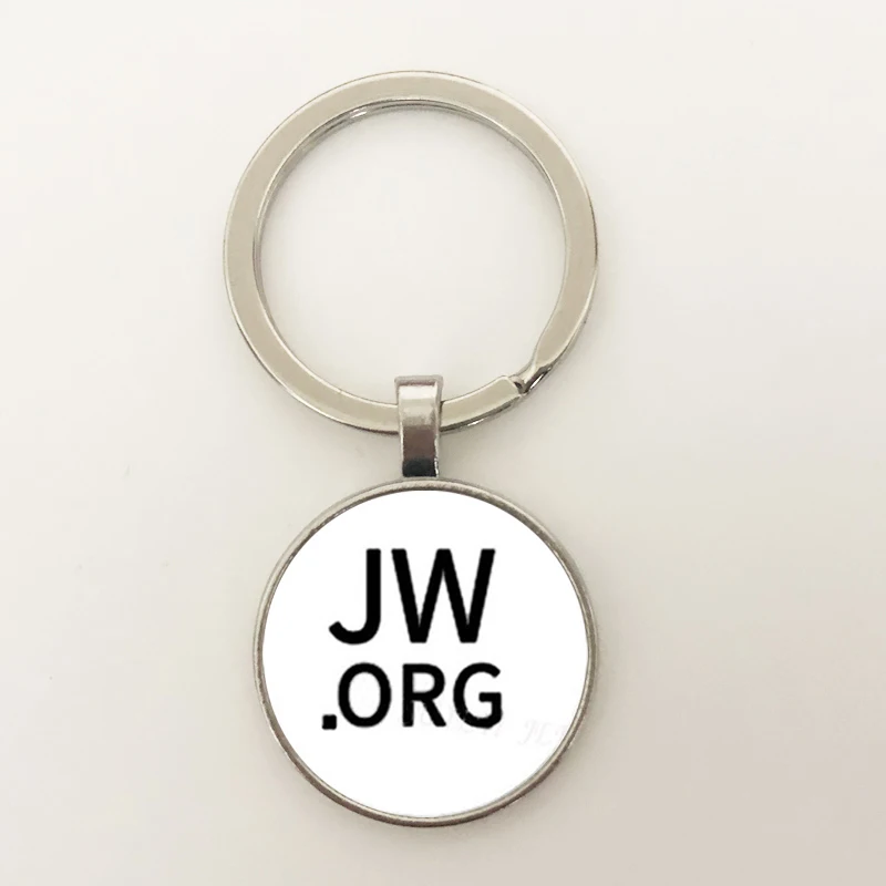 GDRGYB Тепло 2019 JW.ORG Обаяние свидетелей Иеговы Значок-ключница Держатель из стекла Многоцветное изображение письма ювелирных изделий.