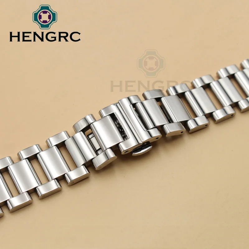 Stainless Steel Watchbands Bracelet 18mm 20mm 22mm Metal Women Men Fashion Polished Watch Strap Clocks Accessories