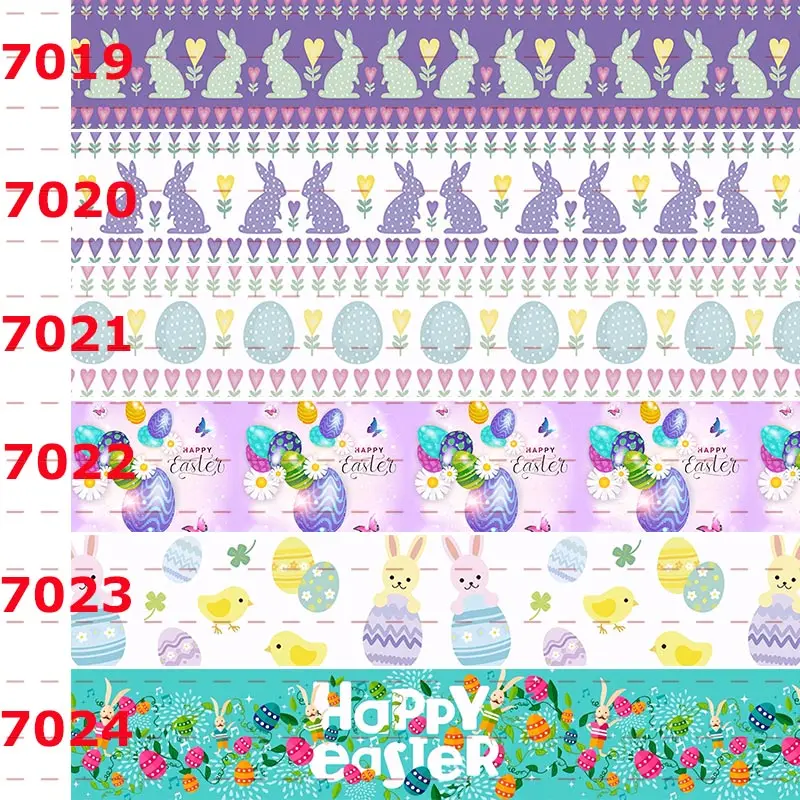 

New 50 yards easter day rabbit pattern printed grosgrain ribbon 7013-7024