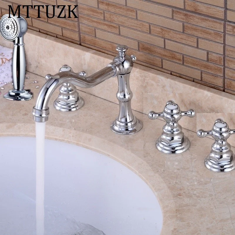 MTTUZK античный хромированный медный кран для ванной комнаты горячей и холодной