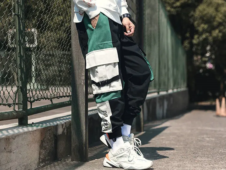 Новые западные Harajuku боковые ленты мужские брюки для бега хип хоп Уличная осень зима обычная, высокая, на выход мужские шаровары