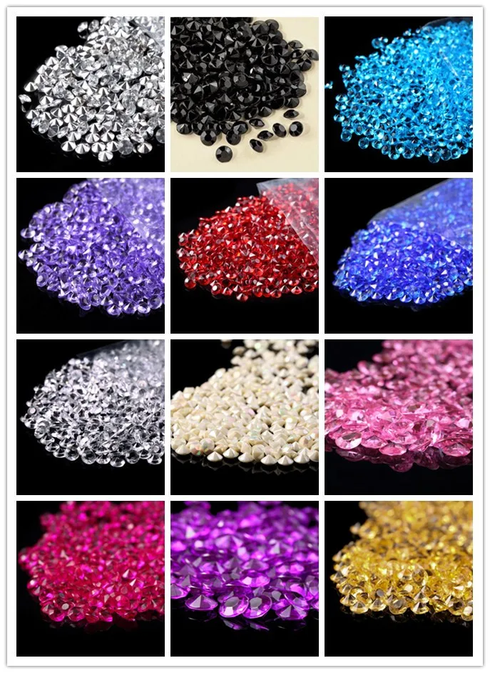 5000 unids/lote de diamantes de 13 colores, 6mm, 1 quilate, decoración de boda, cristales de mesa de dispersión acrílica, confeti de cristal de diamante Acrílico