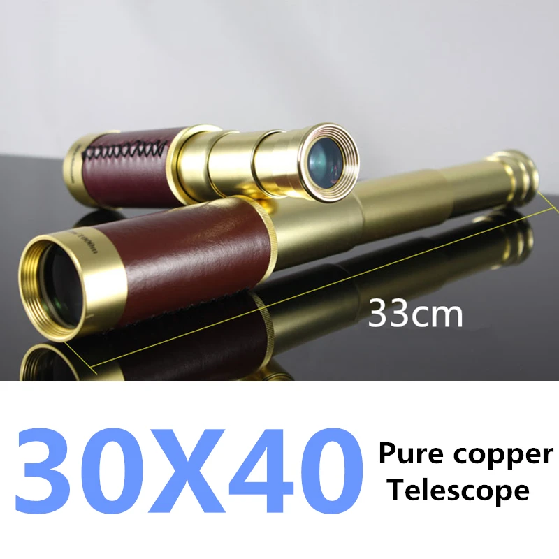 

30X40 Big Royal Navy Monocular High quality Portable telescope Captain caribbean pirates Nautical Brass Spyglass and leather bag