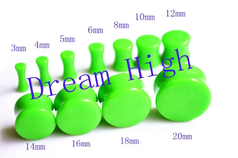 

Free Shipping Newest Double Flare Ear Plug Saddle Flesh Tunnel Tpaer UV Acrylic 3-20mm Neon Green color Wholesal