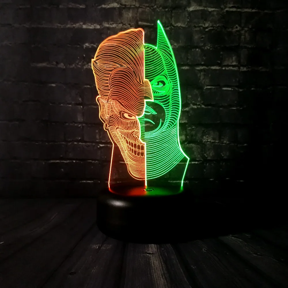 Творческий два лица человек 3D Illushion светодиодный ночник акрил Новинка освещение детский стол лампа для дня рождения подарок на Рождество