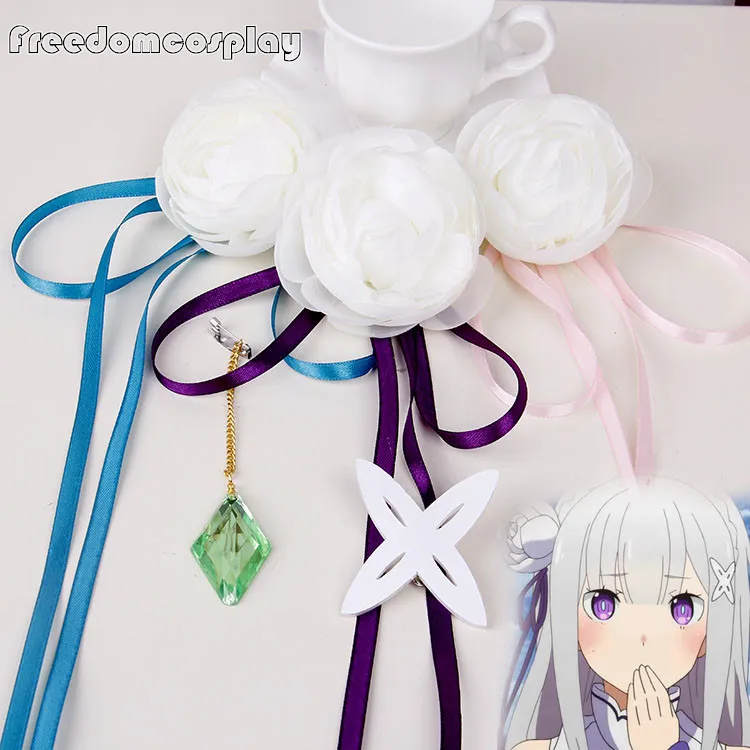 Re Zero kara Hajimeru Isekai Seikatsu Emilia Косплей головной убор шпилька ожерелье|necklace cosplay|necklace