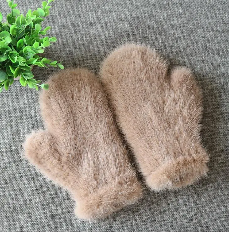 Зимние теплые перчатки из 100% натурального меха норки модные женские роскошные