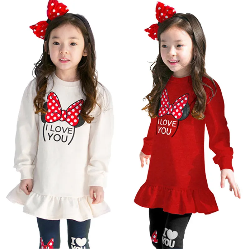 Fashion Long Sleeve Suit Gir Tops Carton Minnie Sweatshirt Sweater Pants Children Kids Tracksuit Girl Clothing Set | Детская одежда и