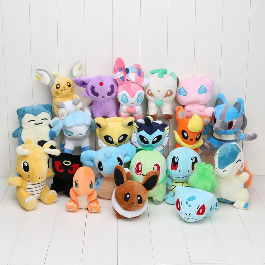 20 шт./лот кукла Mew Lapras Стрекоза Eevee Charmander Mudkip Snorlax Sylveon плюшевые куклы игрушки мягкие в подарок