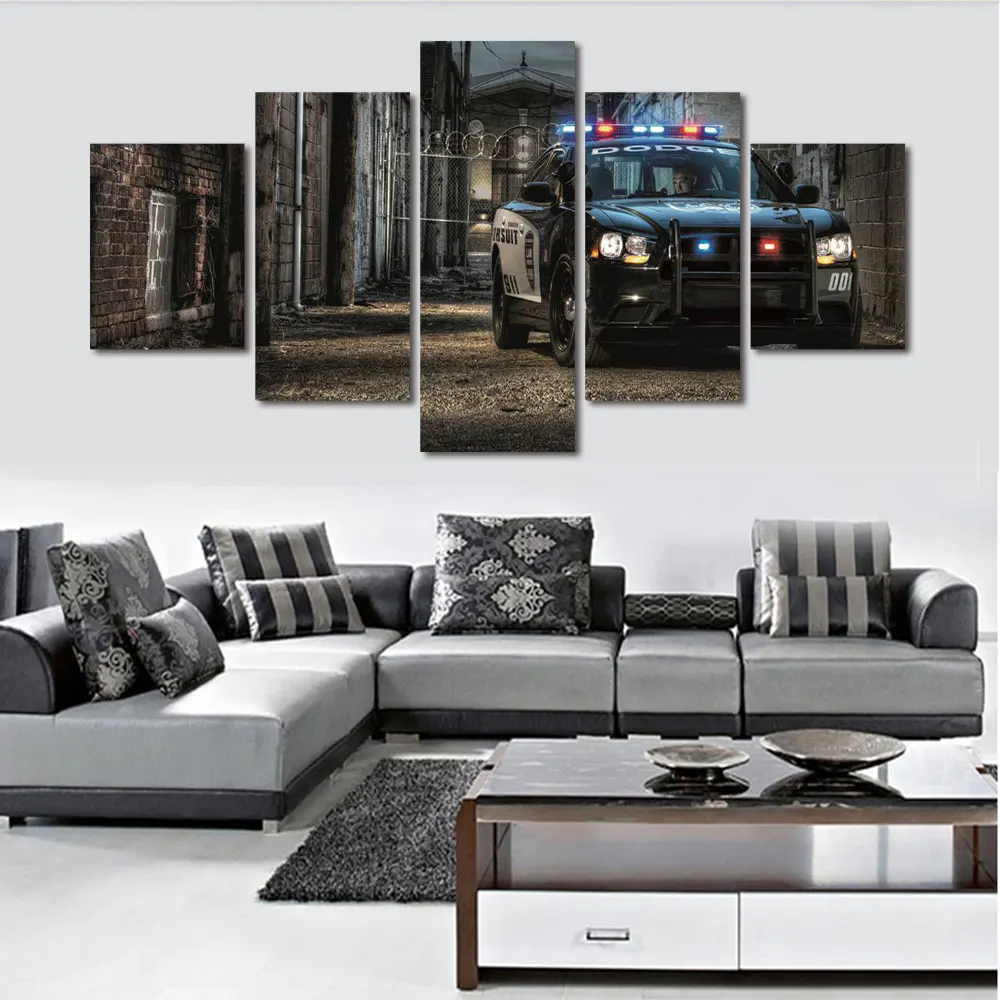 Новинка 5 шт./компл. холст художественные картины Полицейская машина настенные