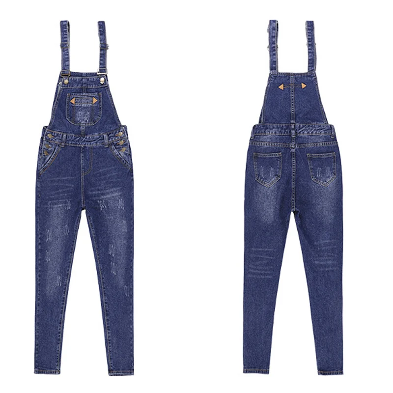 2017 женский джинсовый моющийся комбинезон модный на бретельках Весенние длинные