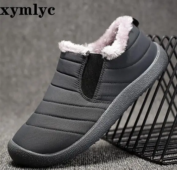 

2020winter men and women flat bottom non-slip waterproof snow boots plus velvet warm boots set of feet Round head short boots