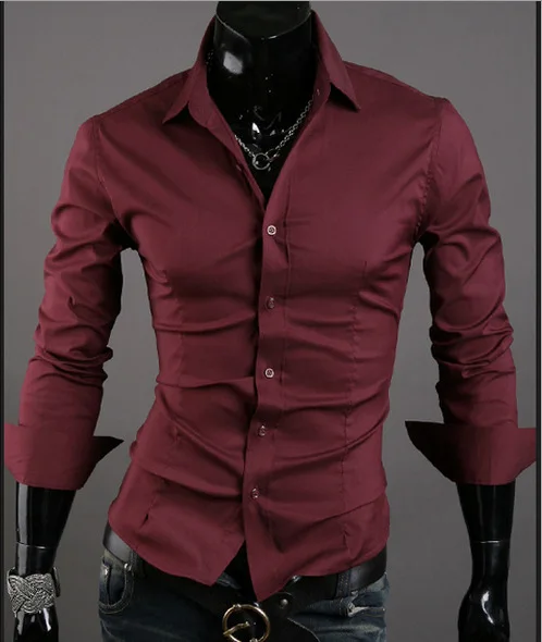 

10 new special solid color men's wild Slim casual long-sleeved shirt long sleeve men dress shirts mens dress shirt french cuff2