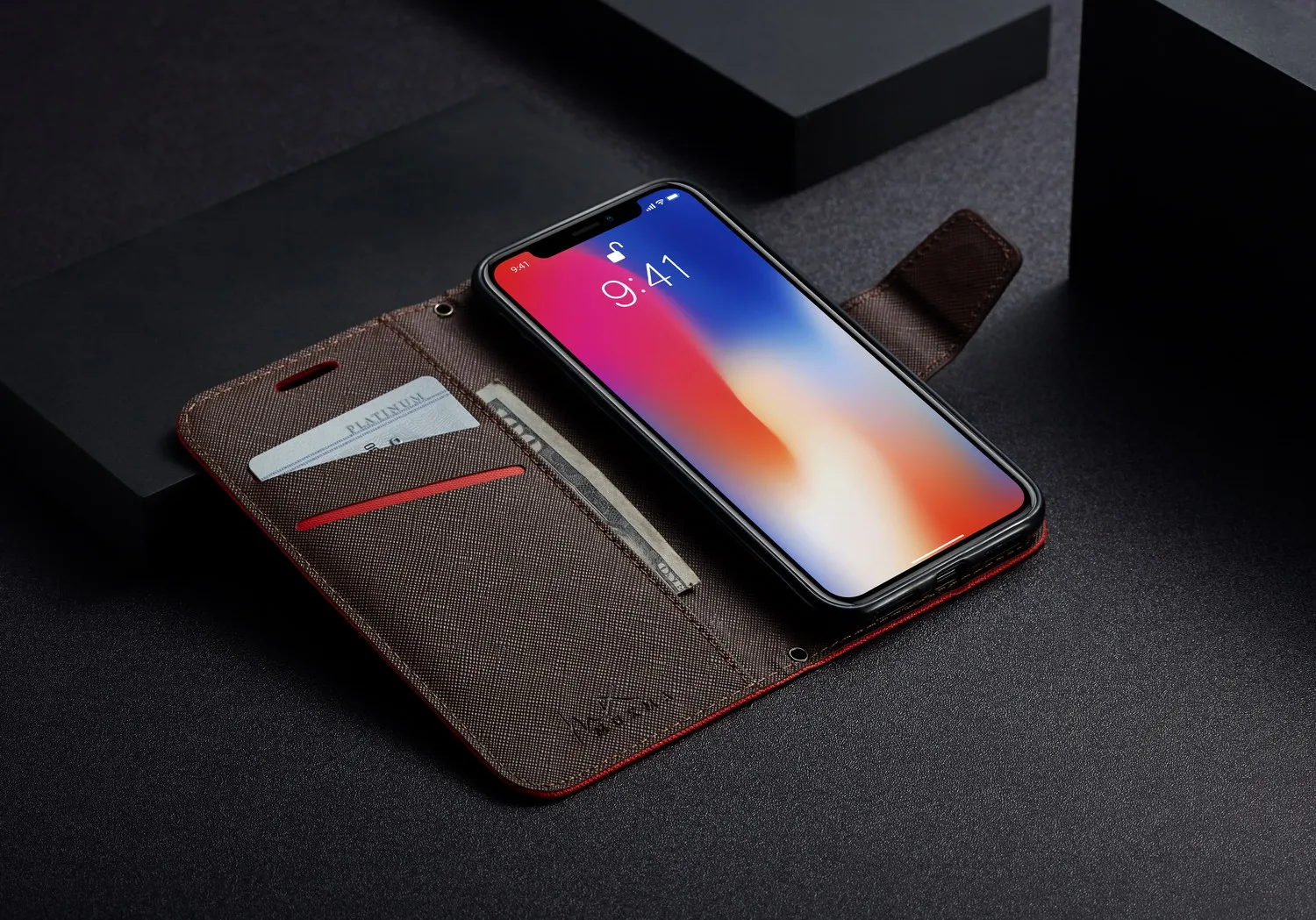 Роскошный чехол-кошелек из искусственной кожи для iPhone X, 6, 6 S, 7, 8 Plus, чехол-книжка с магнитной застежкой для sim-карты, чехол для iPhone XS Max, XR, чехол для телефона