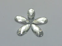 200 clear acrylic flatback faceted teardrop rhinestone gems 16x8mm no hole