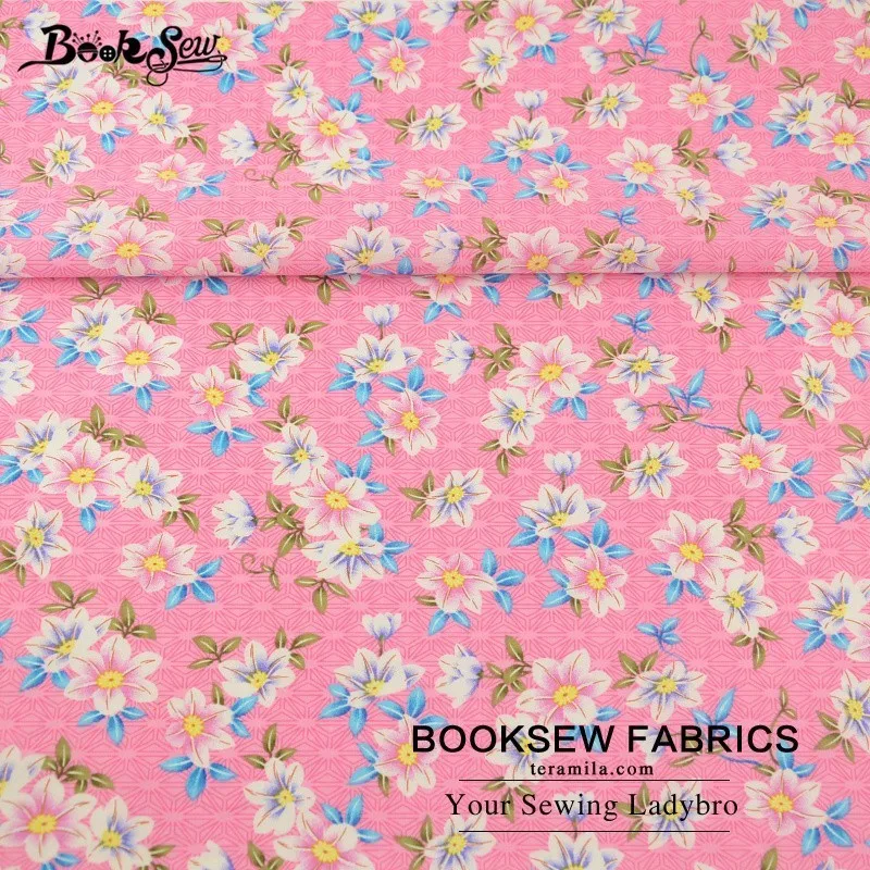 Booksew 100% хлопок Поплин Ткань розовый Жир четверть печатных цветок Дизайн Мягкий