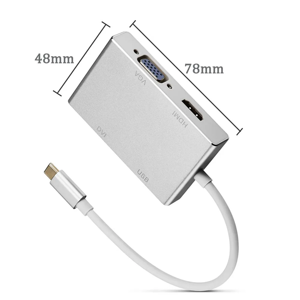 4-в-1 USB 3 1 Type C к HDMI VGA DVI 0 концентратор адаптер кабель для MacBook/MacBook Pro/Chromebook Pixel HDTV