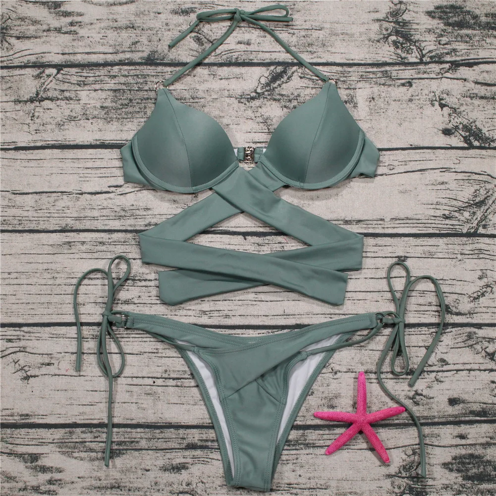 NIDALEE Для женщин сплошной цвет бикини жесткий Сталь кронштейн пикантные летние