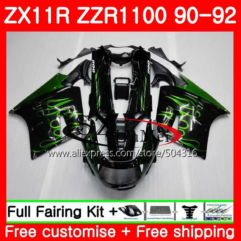 Корпус для KAWASAKI NINJA ZZR1100 ZX11R ZX 11R ZZR 1100 5SH.9 ZX11 90 91 92 1990 1991 1992 комплект обтекателей с