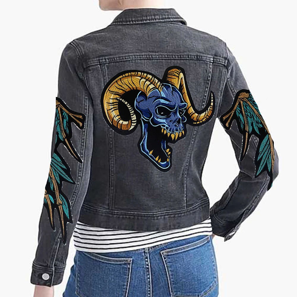 Модные наклейки с изображением овечки черепа железные нашивки сделай сам