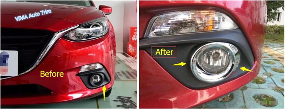 Для Mazda 3 AXELA хэтчбек седан АБС высококачественный Хром Передняя противотуманная осветительная лампа кольцо Крышка отделка 2 шт