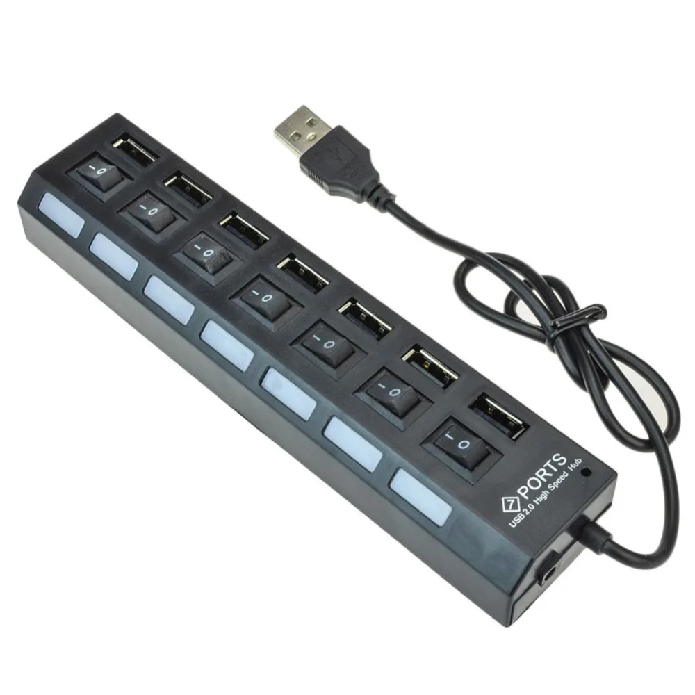 Высокая Скорость 480 Мбит/с 7 Порты и разъёмы USB 2.0 концентратор с индивидуальным