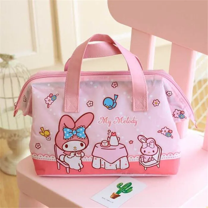 Милые маленькие двойные звезды My Melody Изолированные сумки для обедов для детей, школьные девушки, Женская Термосумка-холодильник, сумка для пикника, сумки для еды