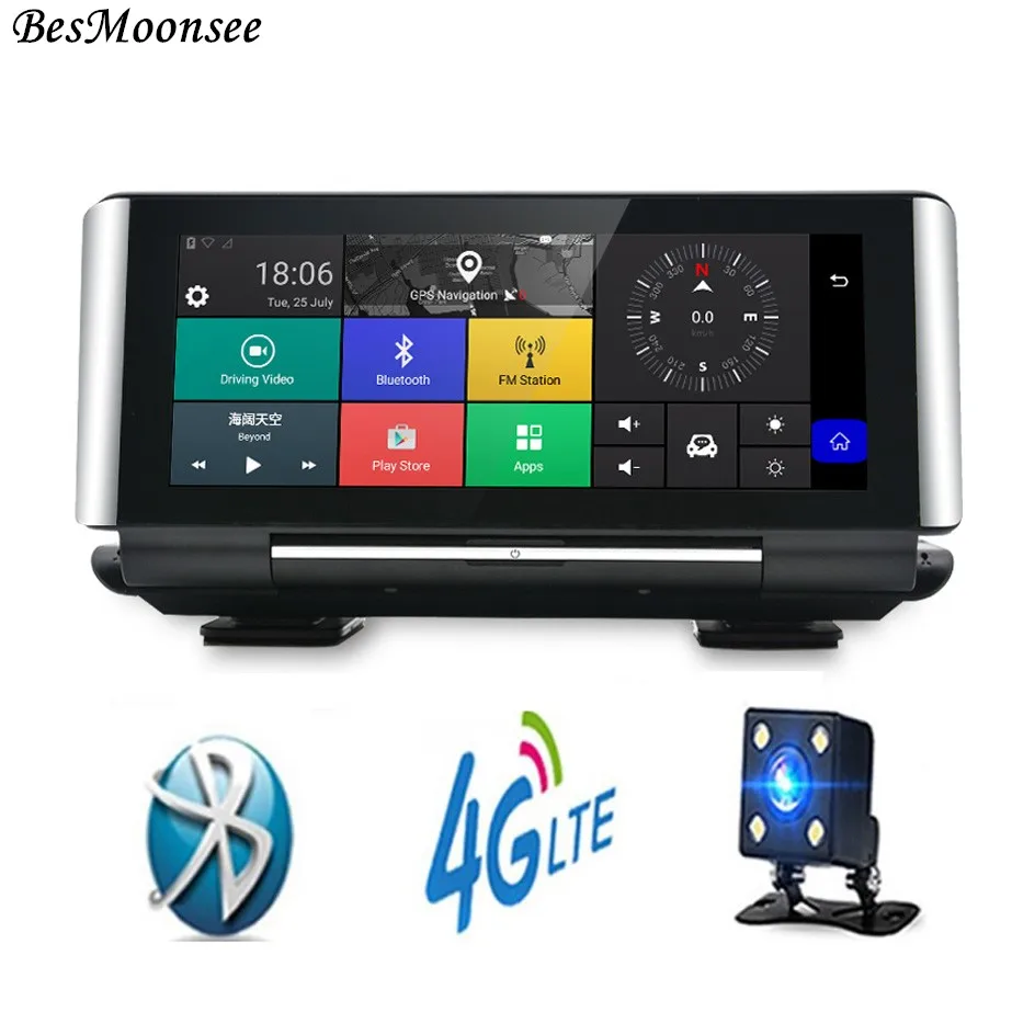 BesMoonsee 4G 6 86 &quotAndroid 5 1 GPS ADAS Автомобильный видеорегистратор камера Full HD 1080P Wifi Bluetooth