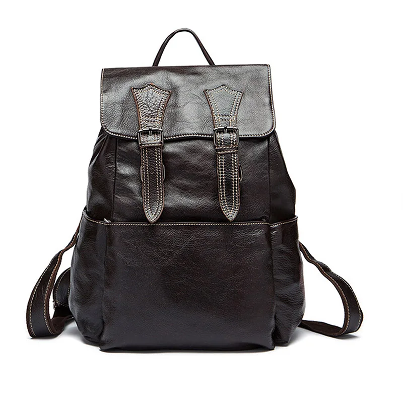 Mini Backpack Men Genuine Leather Women Bagpack 13.3 Inch Laptop Back Pack for Teenager Boys Bag Large Capacity Travel Hand Bag