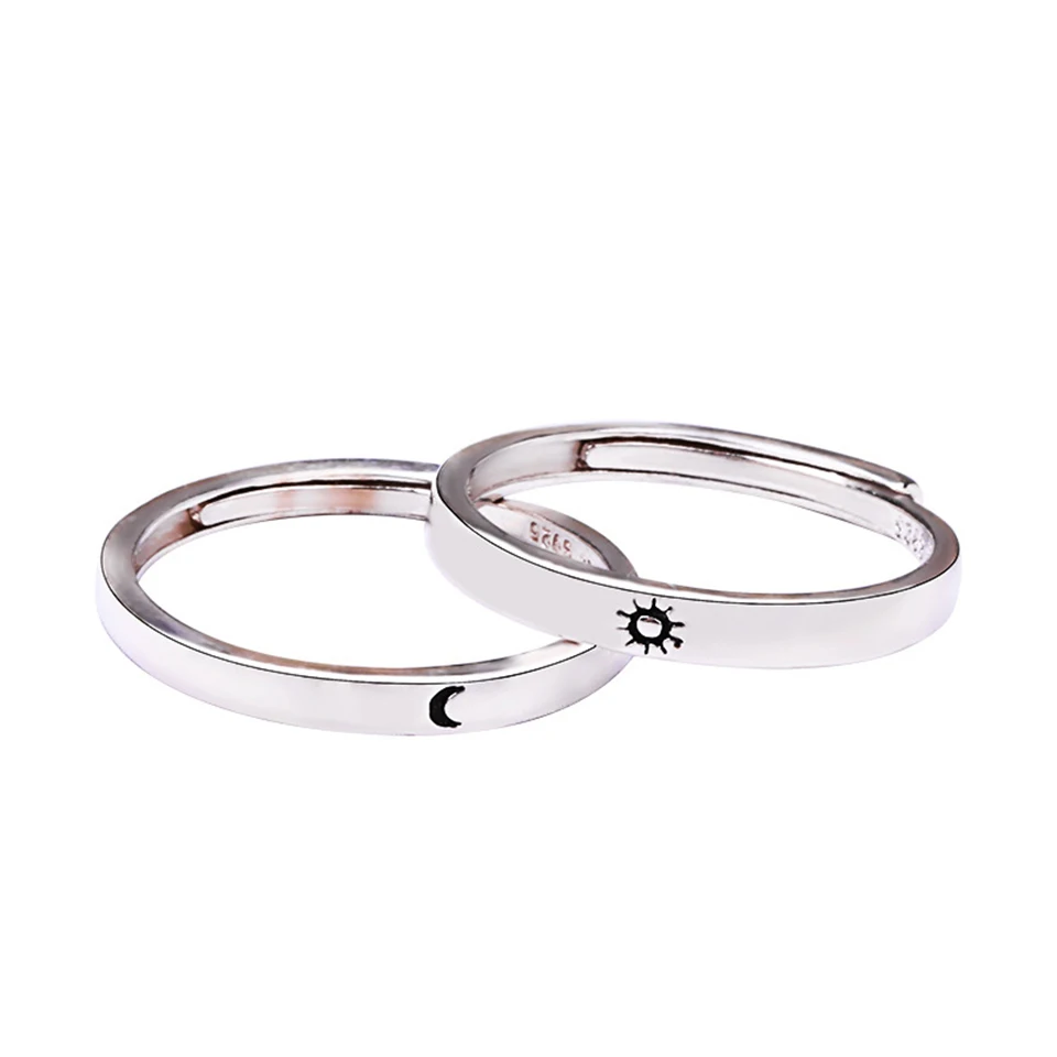 

Sun Moon Couples Adjustable Ring Copper Alloy silver plated Lovers' Rings Fashion Trendy Women Jewelry Birthday Gift