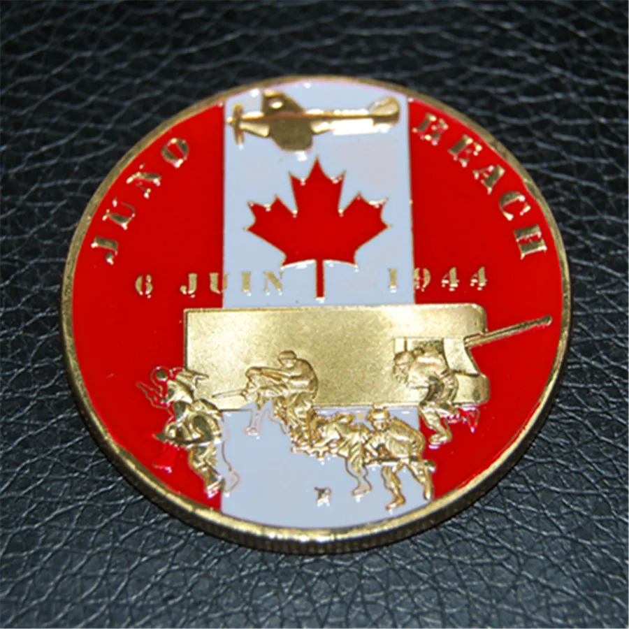 

Free Shipping 5Pcs/Lot,1944.6.6 D-Day Normandie War Juno Beach Sword Beach France Gold Plated Coin