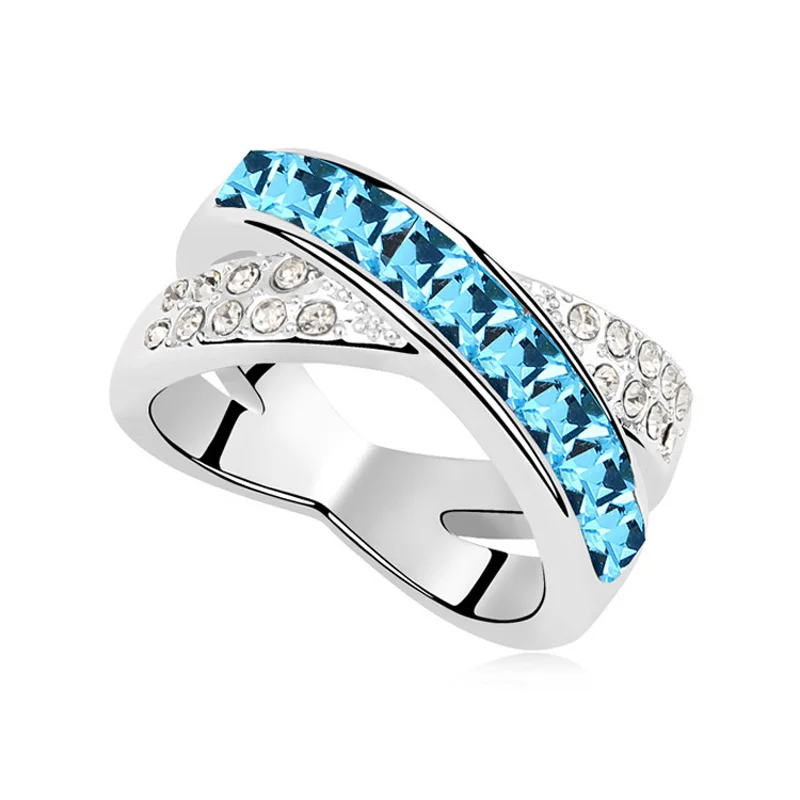 Кольцо перекрестное с кристаллами Сваровски 5 цветов|cross ring|ring ringring with cross |