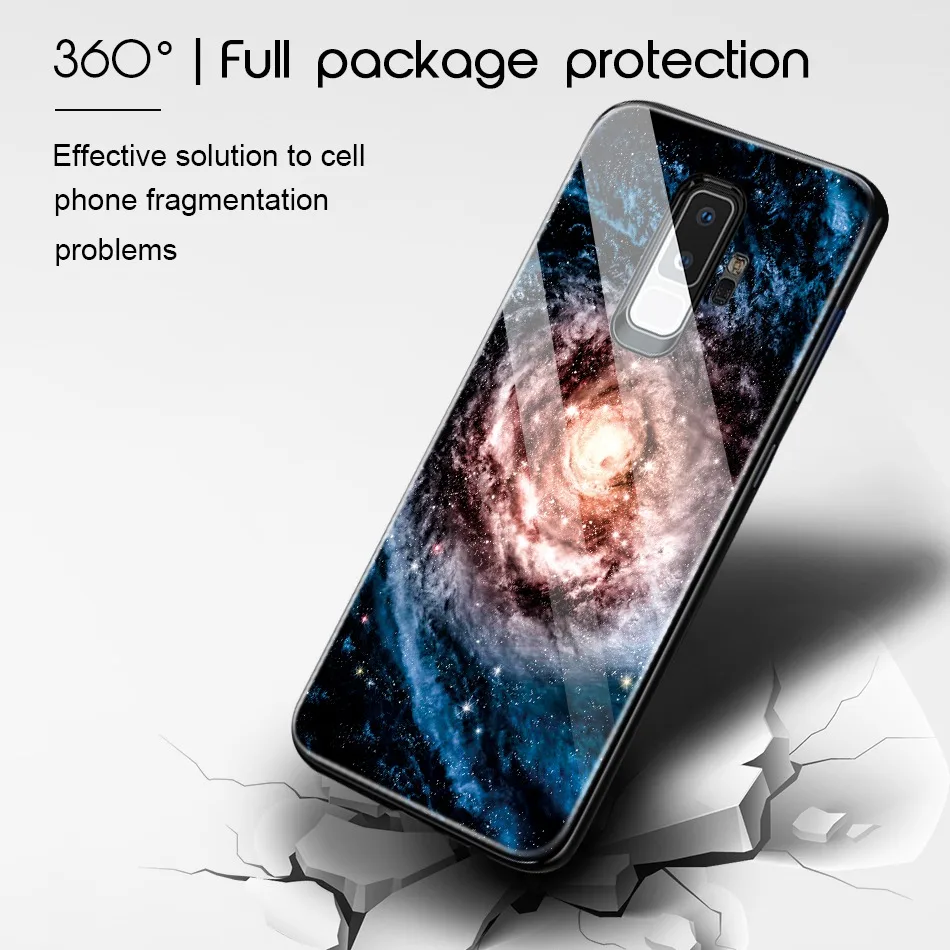 Luxury Tempered Glass Cover For Samsung Note 9 Hard Shell Pattern Case S9 Galaxy 8 Plus |