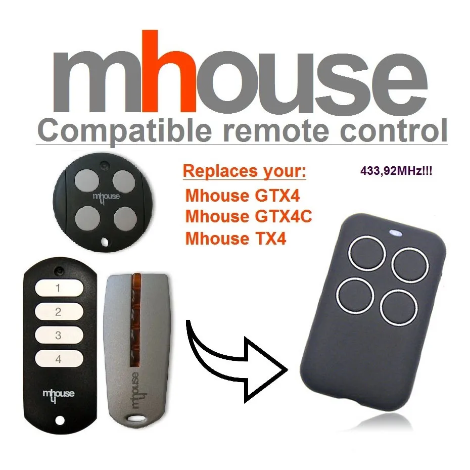 Mhouse GTX4 GTX4C TX4 пульт дистанционного управления mhouse дверь 433 МГц|Пульты ДУ| |