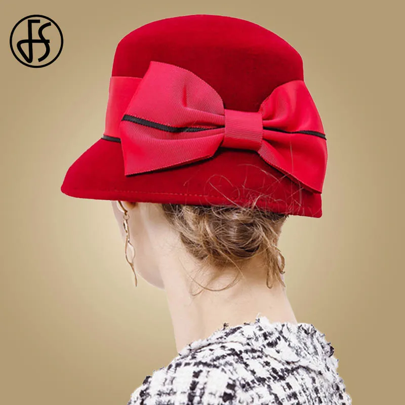 Женская мягкая фетровая шляпа FS винтажная шерстяная шляпка с широкими полями и