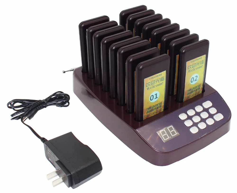 

Guest Waiter Calling Paging Restaurant Pager System Wireless Queue Calling System for Food Court Church Clinic 110V-220V